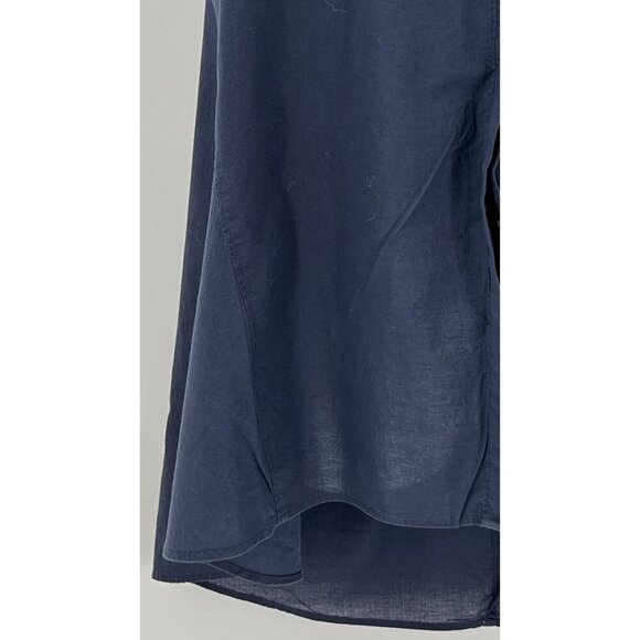 Anthropologie HD In Paris Sleeveless Button Up Shirt  Size 4 Navy Blue High Low - Picture 3 of 15